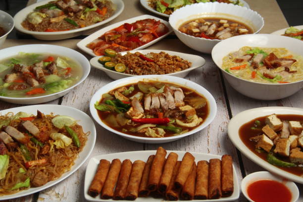 Assorted freshly cooked FIlipino food