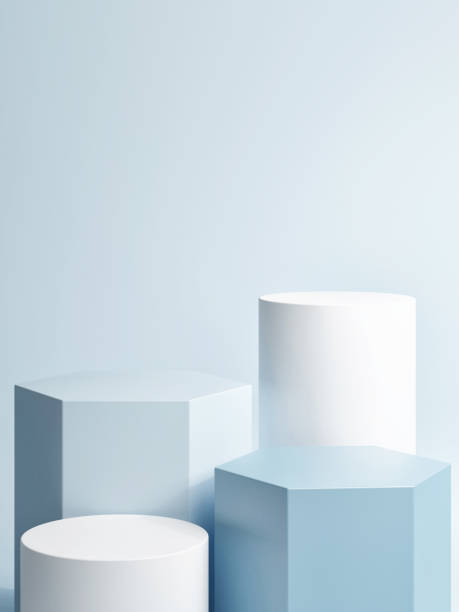 istock Pedestal for product presentation, blue background. 1329699420