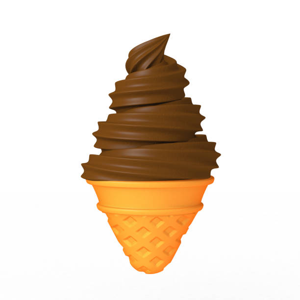 istock Chocolate soft serve ice cream on white background 1329701643