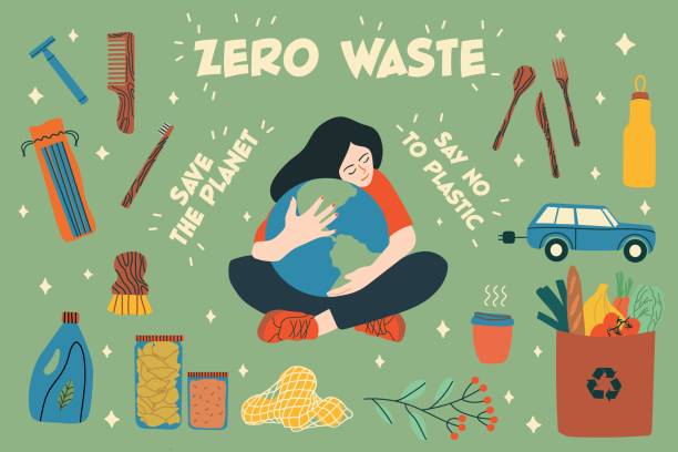 ilustrações de stock, clip art, desenhos animados e ícones de collection of zero waste elements. - friendly match