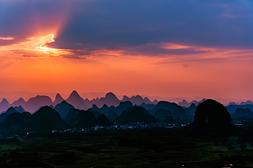 Mountain landscape of yangshuo at Guilin, Guangxi in china