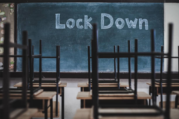 istock School closed due to COVID-19 outbreak and a message 