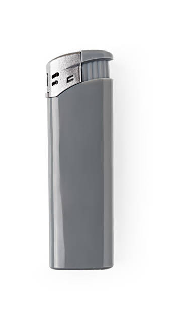 istock Disposable plastic gas lighter isolated on white background. Gray cigarette lighter studio shot. Smoker accessory macro. Design element. Unhealthy lifestyle. 1329717474