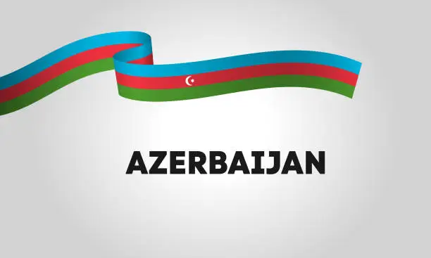 Vector illustration of Vector banner design template with flag of Azerbaijan and text on white background.