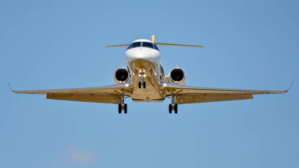 istock Private jet coming in for a landing 1329725651