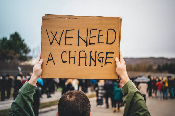 istock Male protester in the street 1329727329