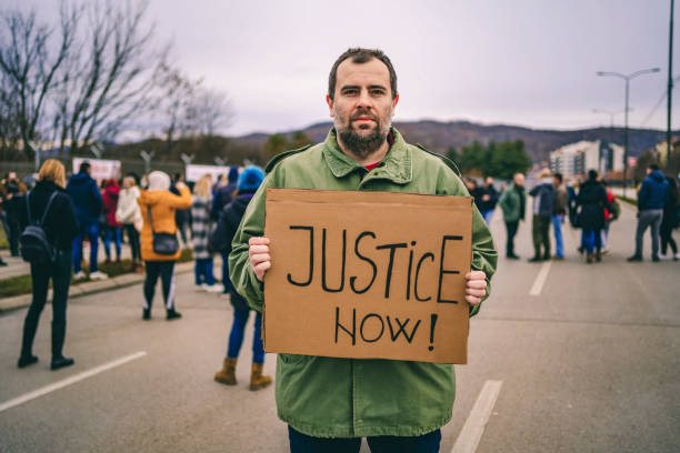 istock Male protester in the street 1329727744