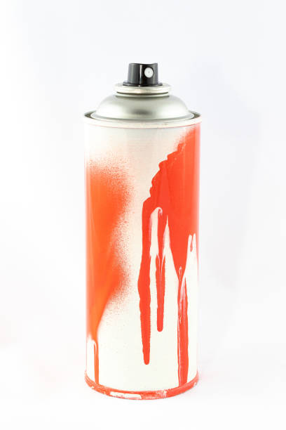 istock Red Spray Paint Can on White Background 1329728967