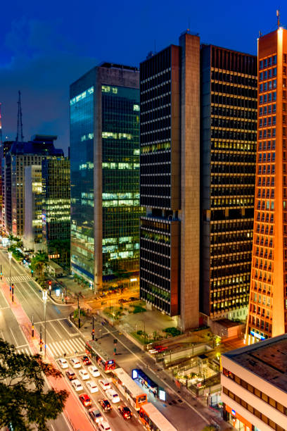 istock Paulista avenue seen at night with its illuminated buildings 1329732015