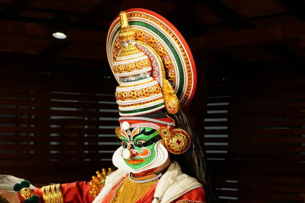 Photo of Kathakali performer figure.