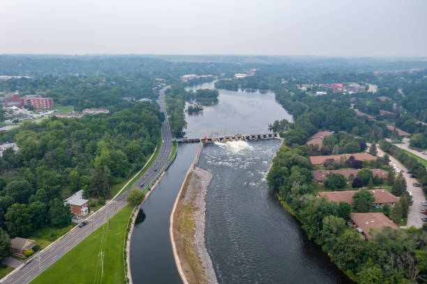 istock Aerial Cityscape, Otonabee River and Dam, Peterborough, Canada 1329753393