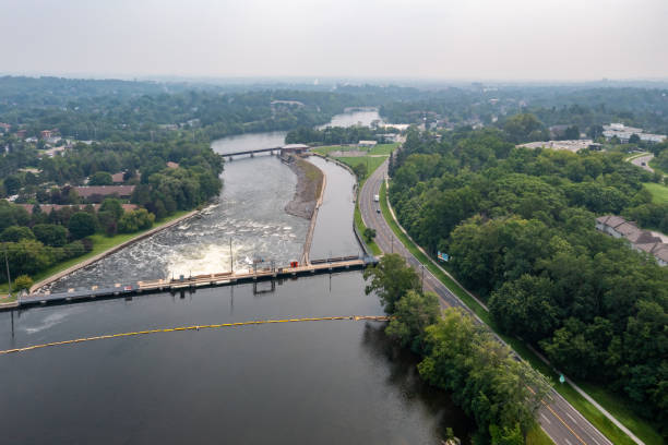 istock Aerial Cityscape, Otonabee River and Dam, Peterborough, Canada 1329753453