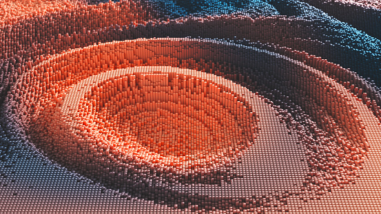Abstract landscape made of tiny cubes