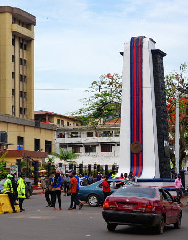 Monrovia, Liberia: monument to William Vacanarat Shadrach Tubman, originally with a clock at the top - Tubman was the 19th President of Liberia and the longest-serving in the country's history, from his election in 1944 until his death in 1971. Tubman is regarded as the \