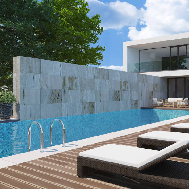 istock Modern Luxurious Villa with garden and swimming pool. 1329771916