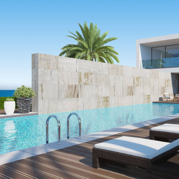 istock Modern Luxurious Villa with garden and swimming pool. 1329771922