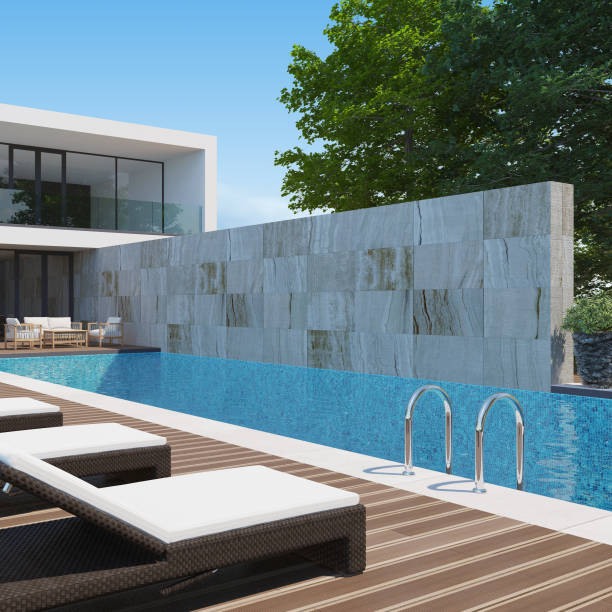 istock Modern Luxurious Villa with garden and swimming pool. 1329771961