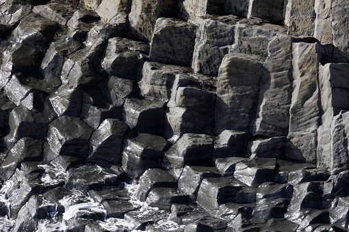 basalt columns on the cliffs of the village of Arnastapi in Arnarstapi, Iceland