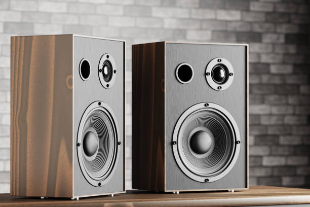 istock Home stereo system. Home music system on the table. 3d rendering. 1329778815