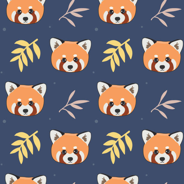Seamless Pattern Of Cute Red Panda And Bamboo Cartoon Design Animal  Character Flat Vector Style Texture For Fabric Wrapping Textile Wallpaper  Clothing Stock Illustration - Download Image Now - iStock