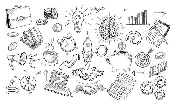 illustrations, cliparts, dessins animés et icônes de 03_unicornset [converti] [récupéré] - business finance education aspirations