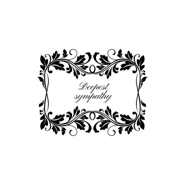 Vector illustration of Burial gravestone deepest sympathy ornate text