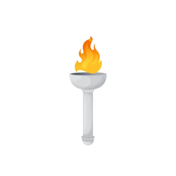 Vector illustration of Torch fire flame, ancient light burning lantern