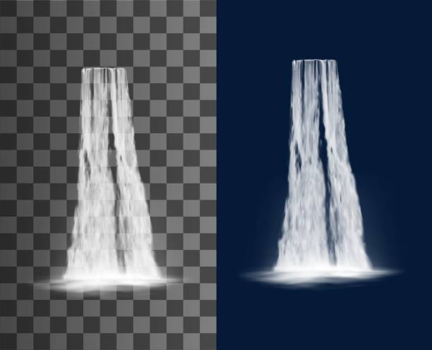 ilustrações, clipart, desenhos animados e ícones de cascata de cachoeiras queda de água transparente realista - cascata