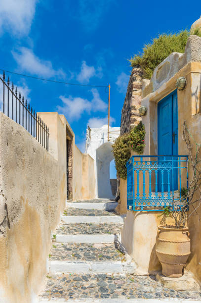 istock street in the traditional Santorini 1329789189