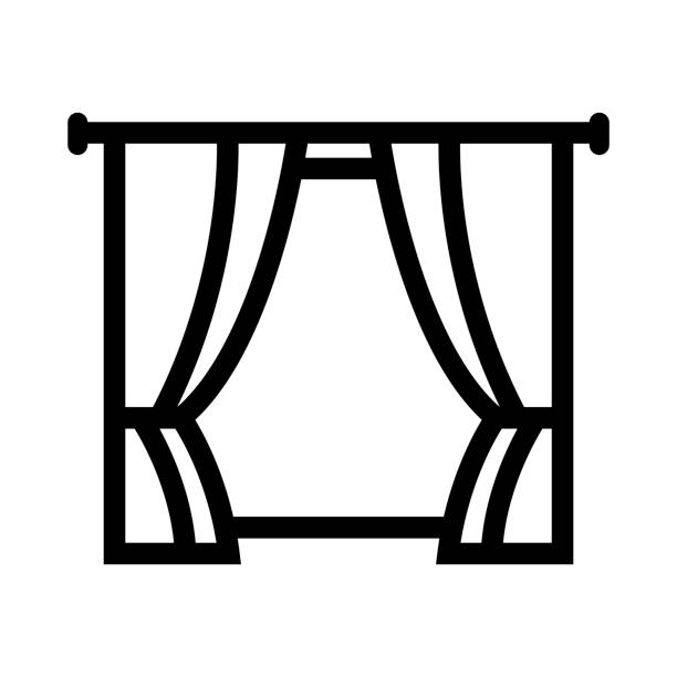 symbolvektor für fenster und vorhänge - bedroom stage stock-grafiken, -clipart, -cartoons und -symbole