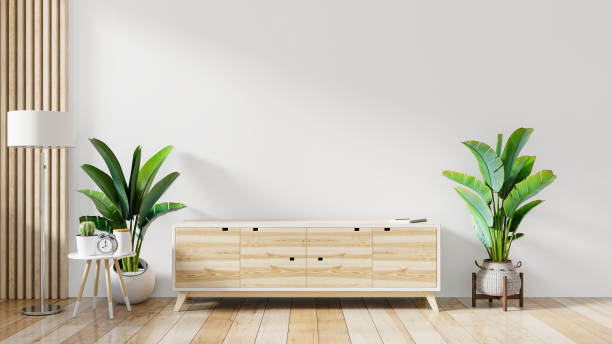 istock Shelf for tv in modern empty white room. 1329797873