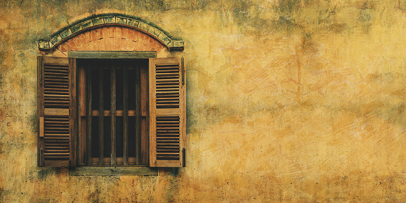 Old shuttered building in France