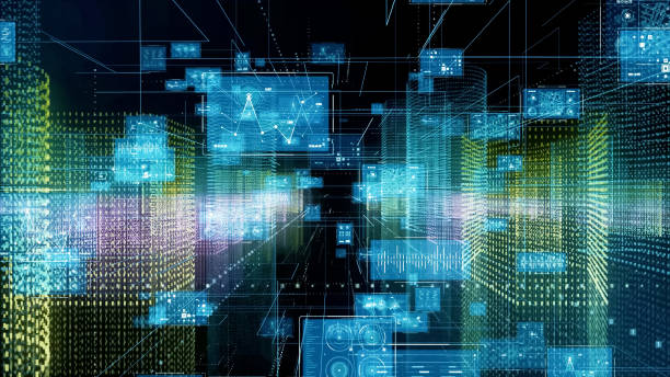 digital transformation concept. system engineering. binary code. programming. - transformação digital imagens e fotografias de stock