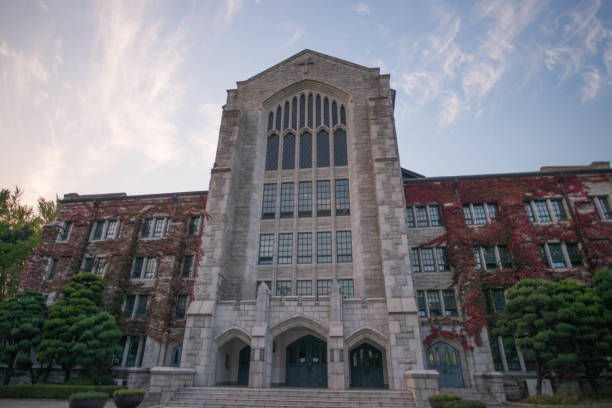 SEOUL, SOUTH KOREA - October 18, 2016: old big building in the ewha womans university and nice sky