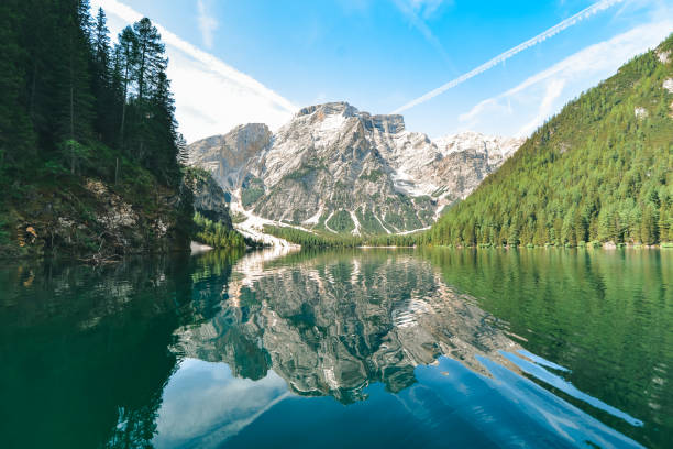 istock landscape view of alpine lake 1329814718