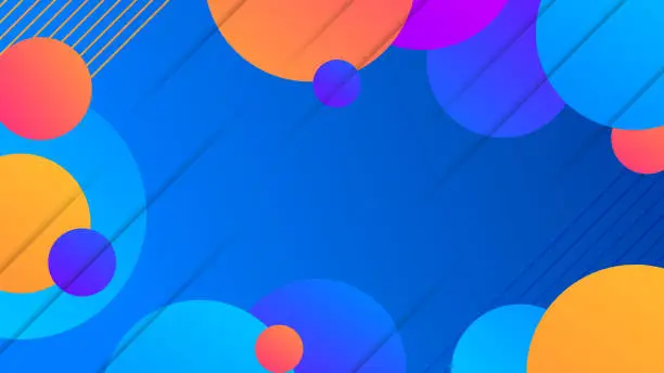 Vector illustration of Modern abstract blue background with colorful circle element and shiny effect illustration. Suit for business, corporate, banner, backdrop