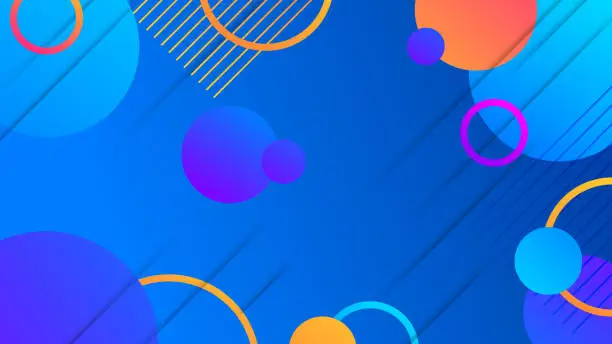 Vector illustration of Modern abstract blue background with colorful circle element and shiny effect illustration. Suit for business, corporate, banner, backdrop