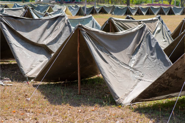 istock Scout tent in forest camp. 1329819824