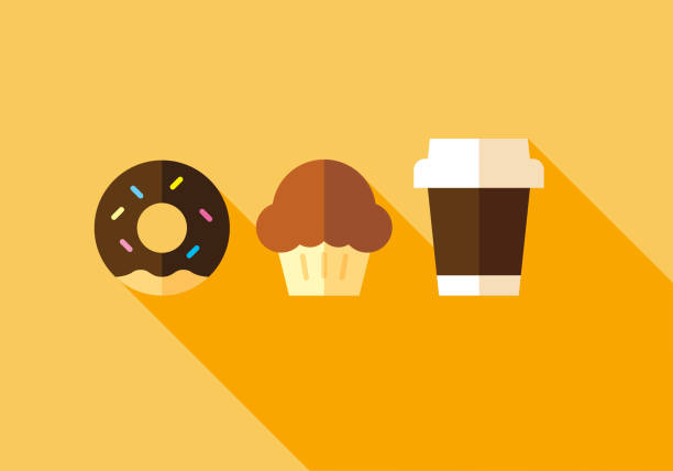 ilustrações, clipart, desenhos animados e ícones de donut e muffin - muffin