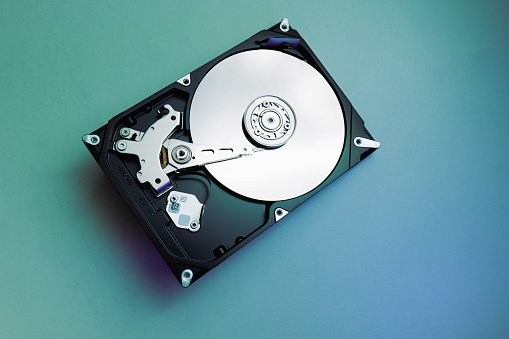 Hard disk that has been opened for repair