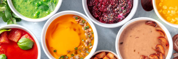 istock Vegan soup panorama, healthy vegetable detox diet for spring or summer 1329821478