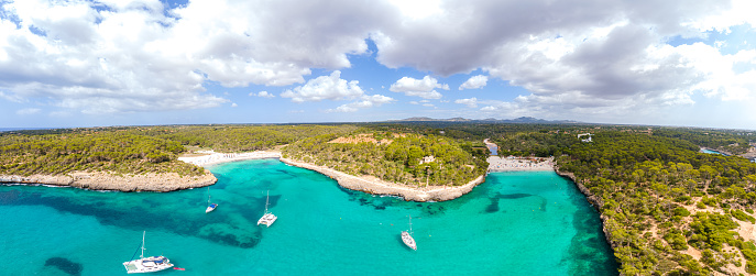 Cala Mondrago, in Mondrago Natural Park, Majorca, Balearic Islands Spain