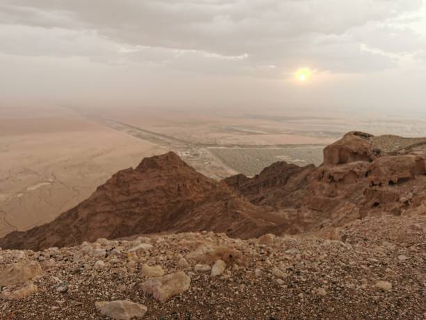 istock Beautiful sunset over the mountains in UAE. 1329823659