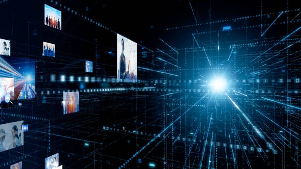 istock Digital contents concept. Social networking service. Streaming video. communication network. 1329825132