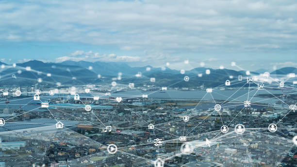 istock Smart city and communication network concept. 5G. IoT (Internet of Things). Telecommunication. 1329825222