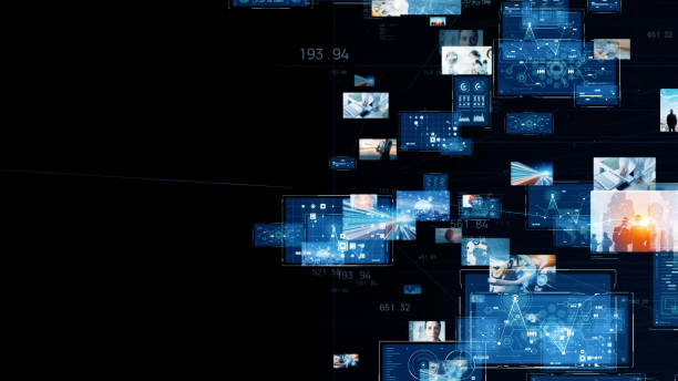 istock Digital contents concept. Social networking service. Streaming video. communication network. 1329825227