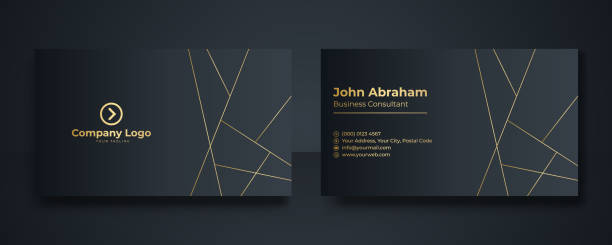 Modern Business Card - Creative and Clean Business Card Template. Luxury business card design template. Elegant gold black background with abstract golden element. Vector illustration Modern Business Card - Creative and Clean Business Card Template. Luxury business card design template. Elegant gold black background with abstract golden wavy lines shiny. Vector illustration black and gold business cards stock illustrations
