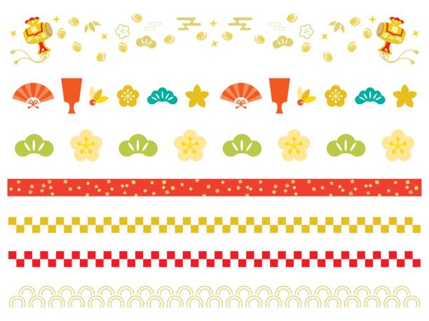 ilustrações de stock, clip art, desenhos animados e ícones de japanese traditional line illustration of new year holidays. - travel simplicity multi colored japanese culture