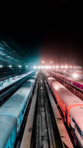 istock Railway station with train in india 1329826627