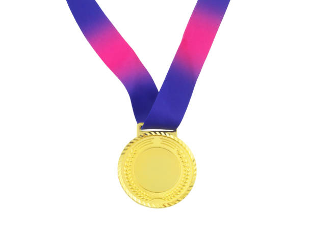 istock Gold medal with ribbon isolated on white 1329829747